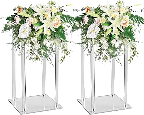 Miniatura 10 de 10 jarrones acrílicos transparentes para centros de mesa de boda, soporte de flores de 31.5 pulgadas de alto, decoración de mesa de compromiso,