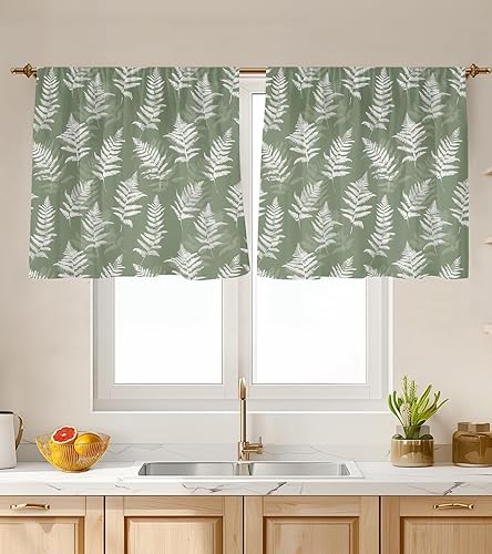 Miniatura 31 de Cortinas de Cocina (2 Piezas) Sobre el Fregadero para Ventana de Baño Café Sótano Cortinas para Cocina Granja Cortina Corta Mini Flor Abeja Verano