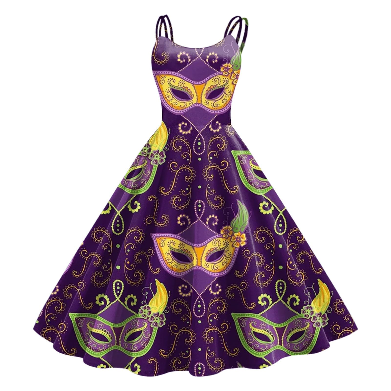 Robe trapèze rétro pastèque de bal sans manches pour femmes - 7