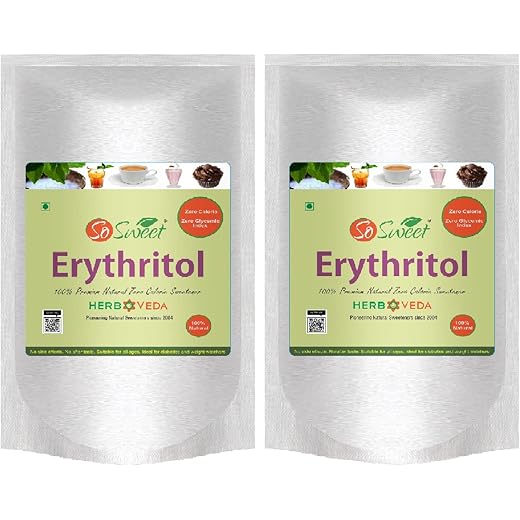 So Sweet Erythritol Natural Sugar Free Sweetener For Diabetic (Pack of 2, 1Kg Each)
