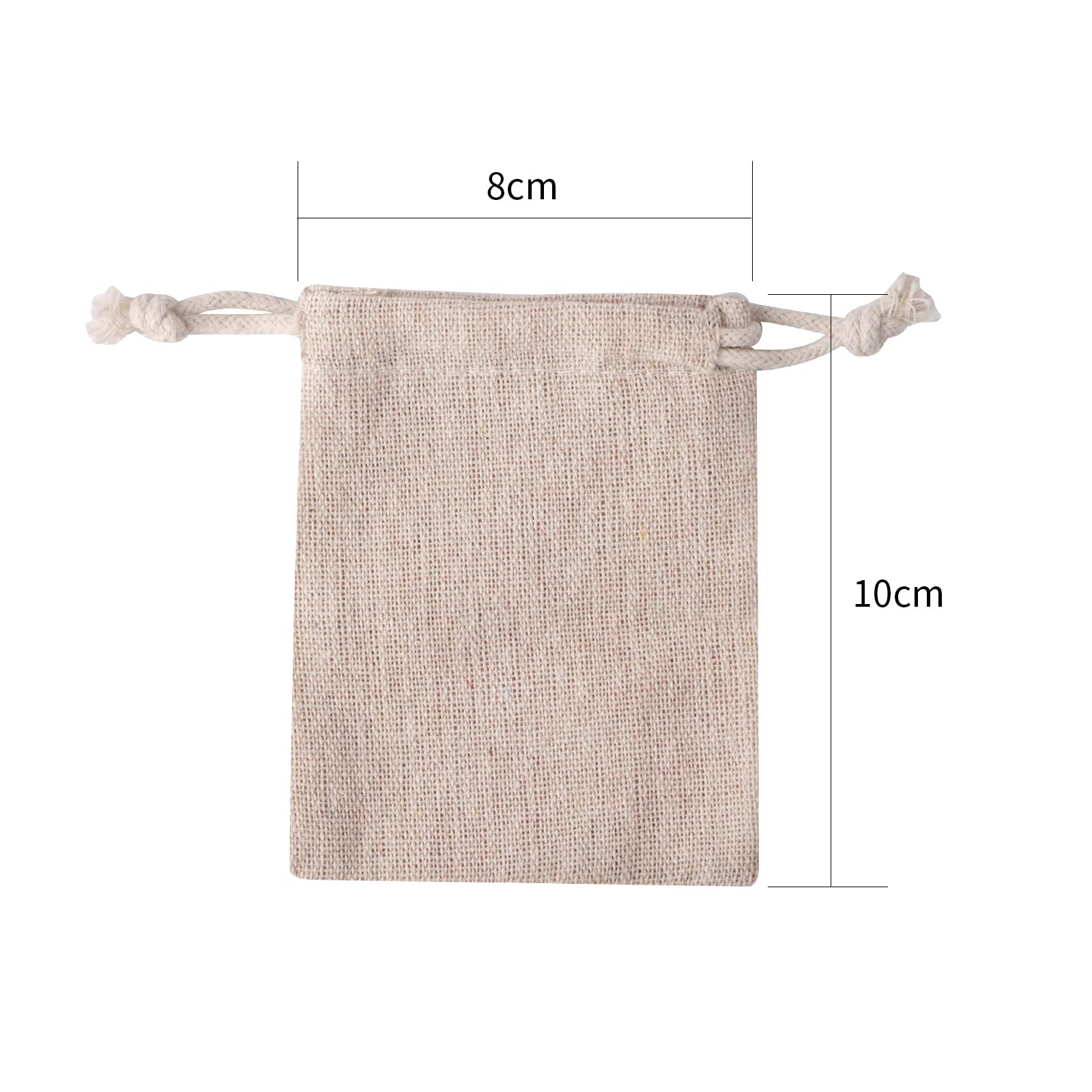 erduoduo Opakowanie 50 małych torebek jutowych ze sznurkiem, 7,6 x 10 cm prezent małe torebki jutowe ze sznurkiem, małe torebki wielokrotnego użytku / torebka na herbatę