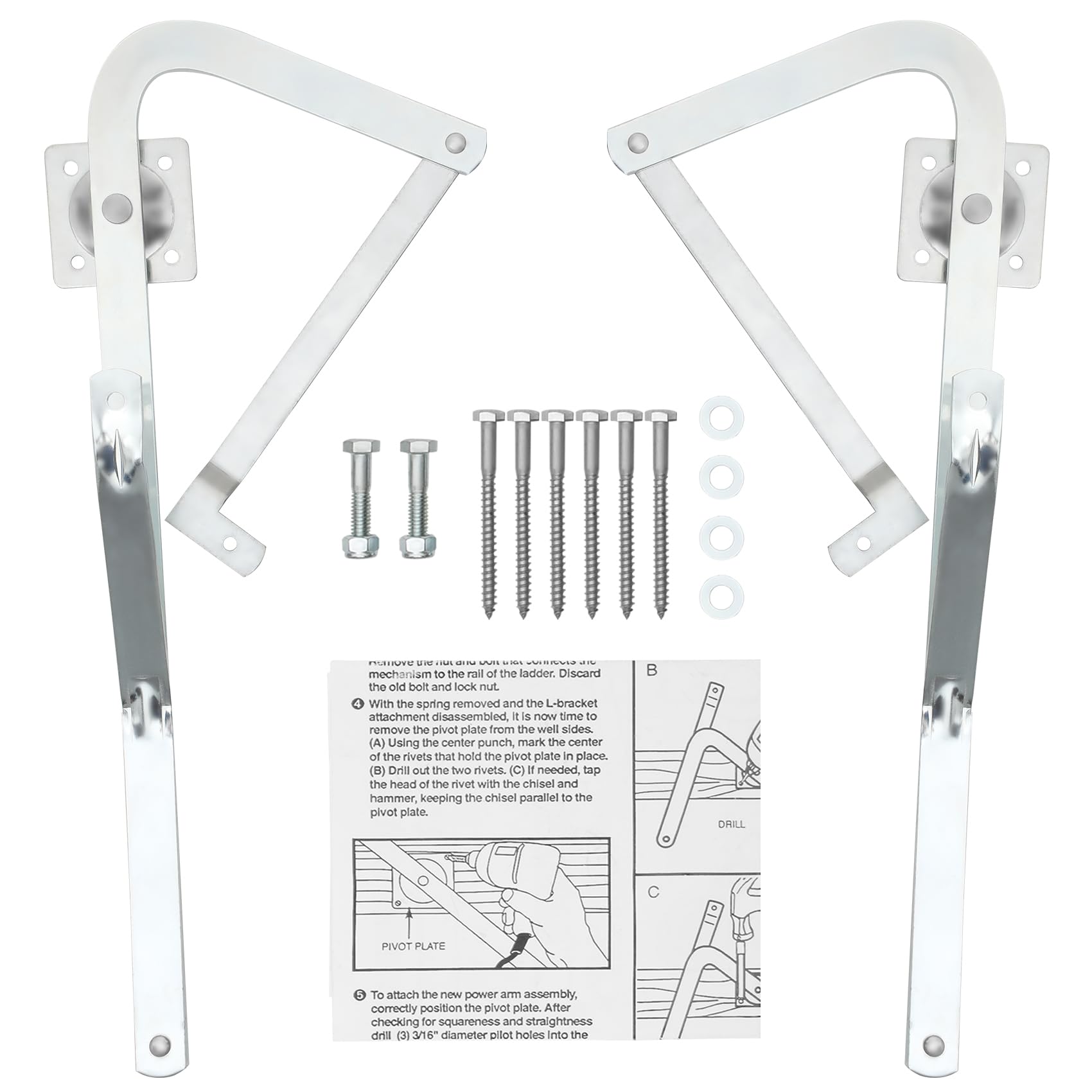 55-2 Attic Ladder Hinge Arms,Compatible with Werner Mk5, WU2210, W2208, W2210, Suitable for Werner Attic Ladders Manufactured After 2010, Heavy Duty Thick Galvanized Material