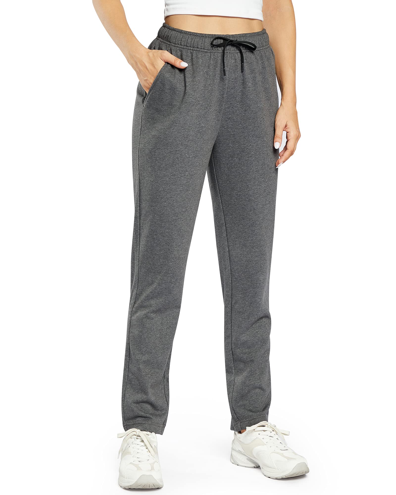 OUGES Pantalon de Jogging en Coton pour Femme Pantalon de Sport Ouvert