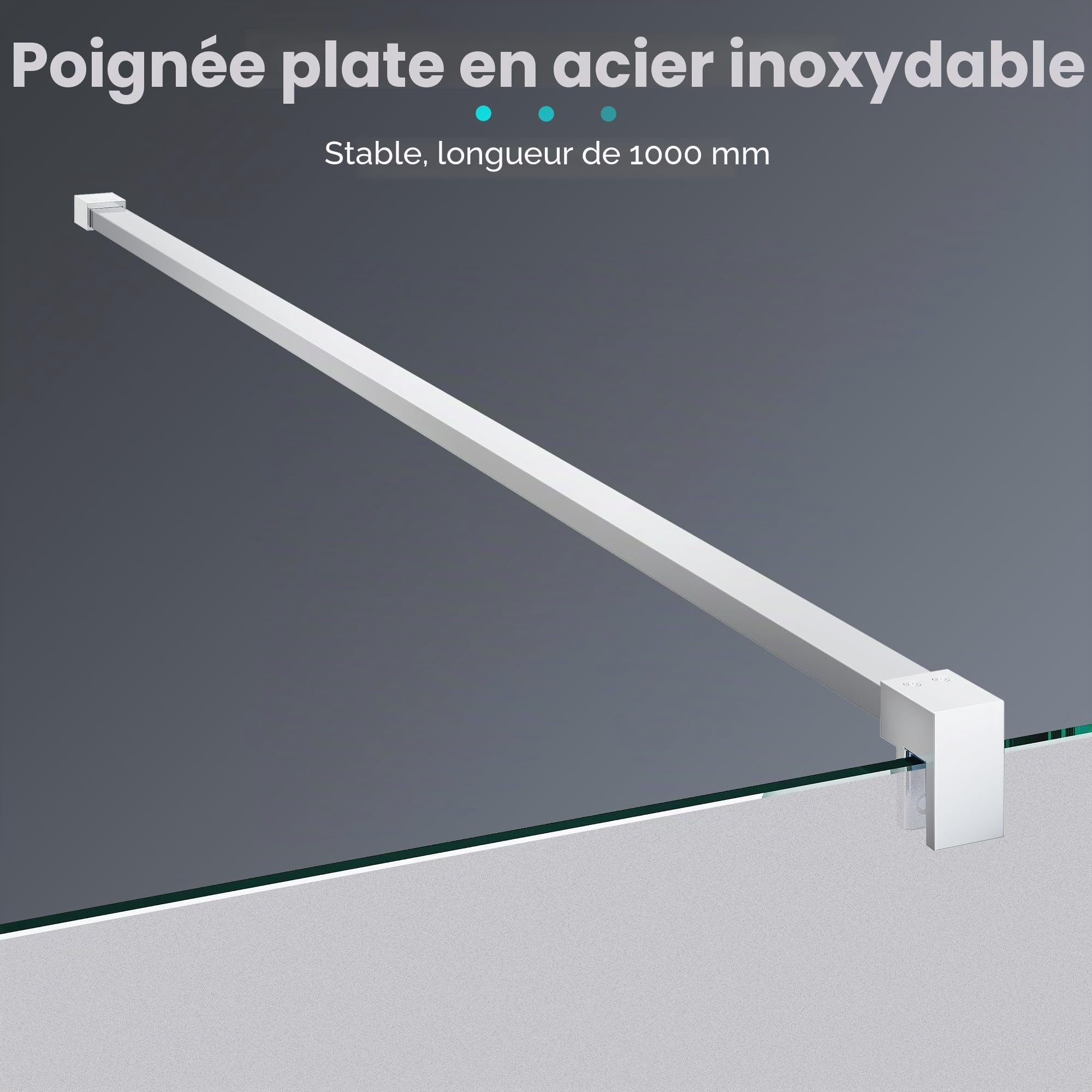 SONNI Paroi de douche 1200 x 2000 mm - Paroi de douche entièrement satinée - Verre nano ESG de 8 mm