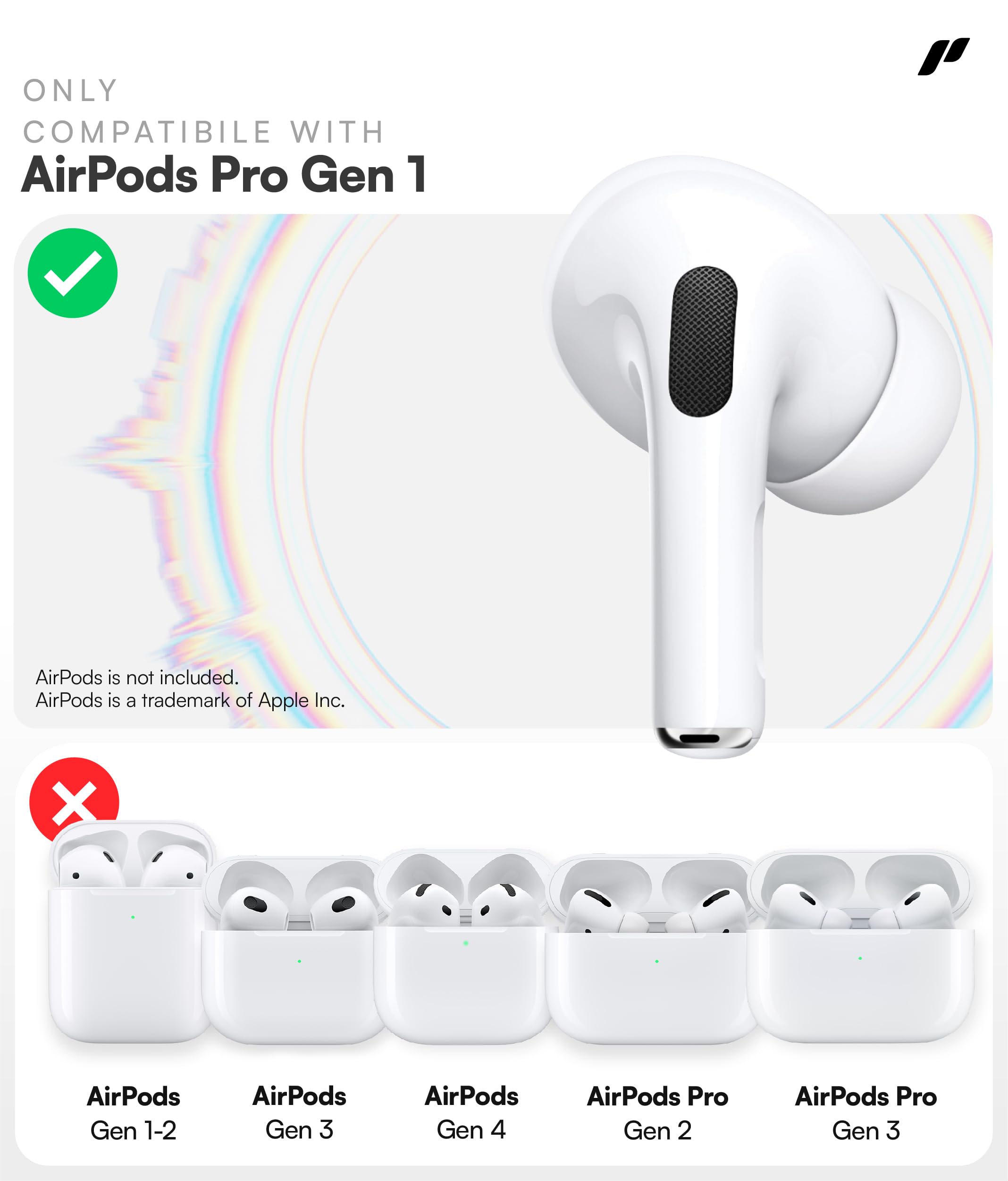 Proof Labs 3 Pairs Ear Hooks Covers for AirPods Pro [Added Storage