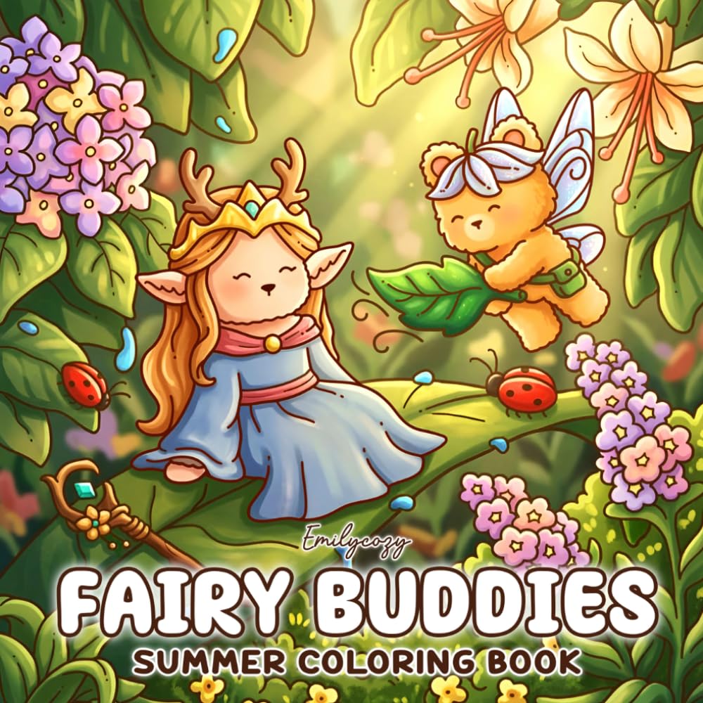 Fairy Buddies Summer: Coloring Book for Adults and Teens Featuring Cute Fairy Animals (Fairy Buddies Coloring)