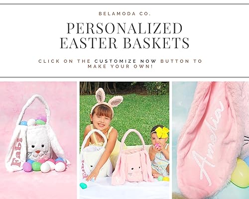 Miniatura 3 de Cesta de Pascua personalizada, cesta grande de conejo de Pascua para caza de huevos, cestas de Pascua personalizadas para niños y niñas