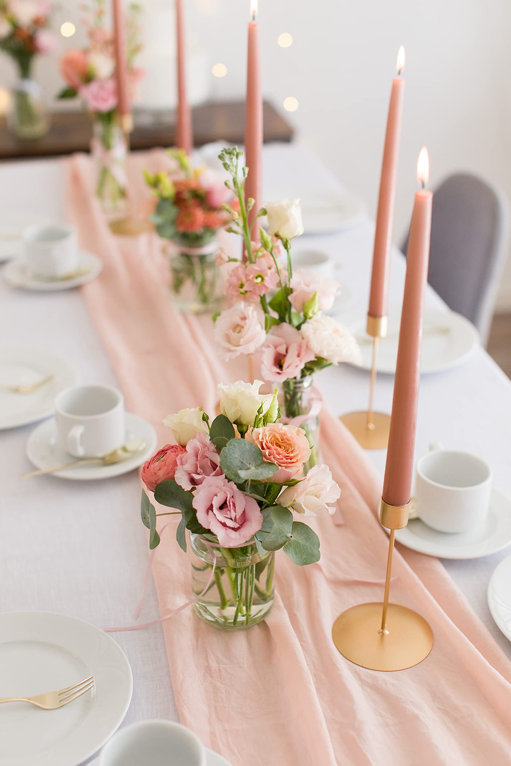 100%Mosel mousseline decoratieve stof, in lichtblauw (48 cm x 5 m), 66 g/m², zeer dunne tafelloper, delicate tafeldecoratie voor verjaardagen