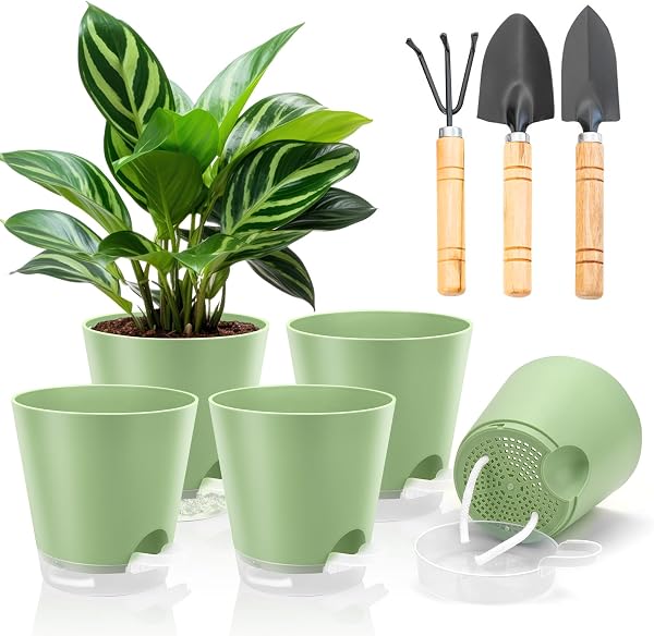 DENUOTOP Selbstbewässerungstopf 15cm, 5er Set Grün – Bild 1
