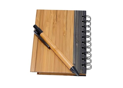 Miniatura 3 de Bamboo Covered Notebook, Spiral Hardcover, Bamboo Ballpoint Pen, Diary for Students, Sketches, Writing, Lined Page, Arts & Crafts, Note-Taking, 70