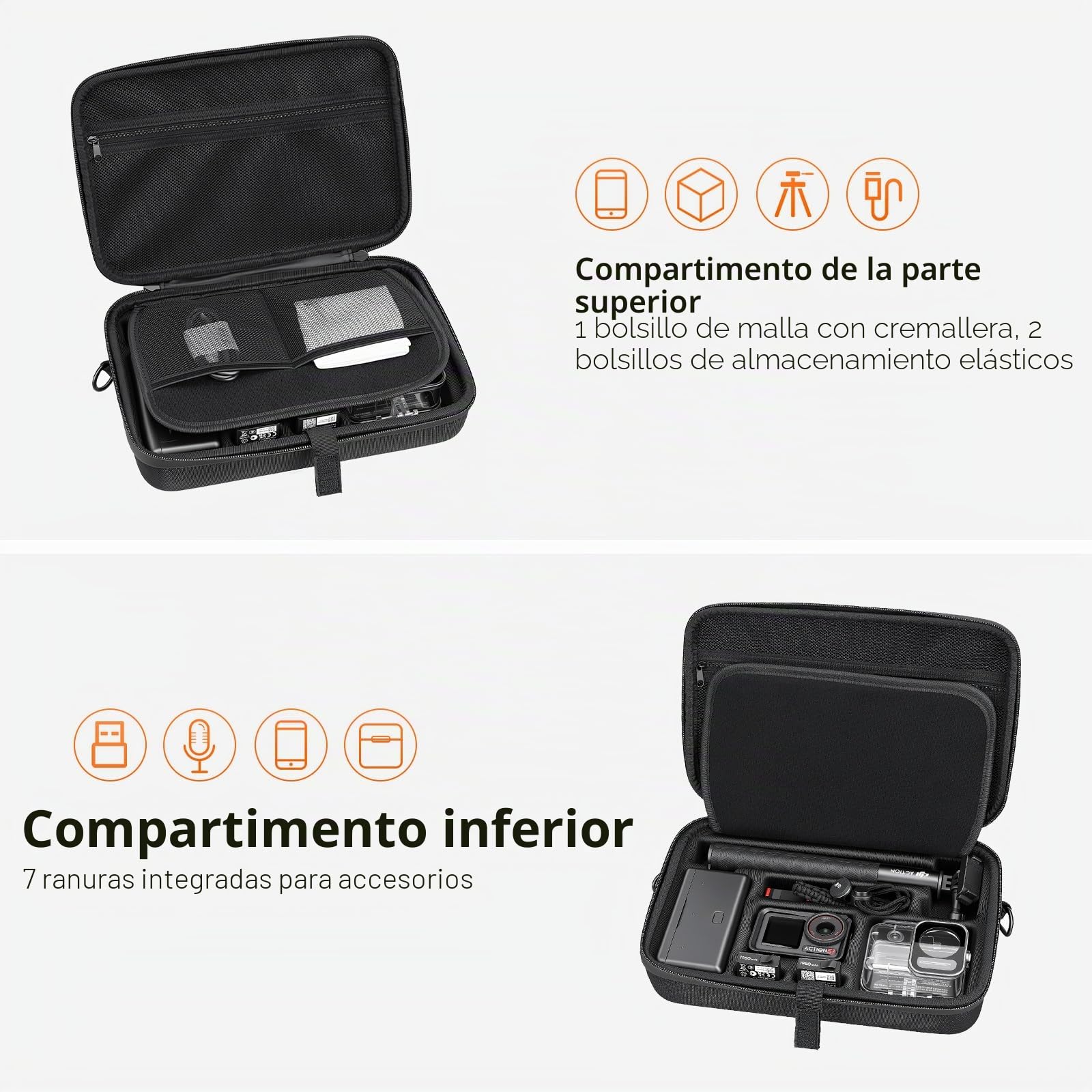 AMAZEAR Funda de transporte para DJI Osmo Action 5 Pro, DJI Action5 Pro, accesorios protectores, compacta, rígida, bolsa de transporte portátil para viajes o tienda en casa, compatible con cámara