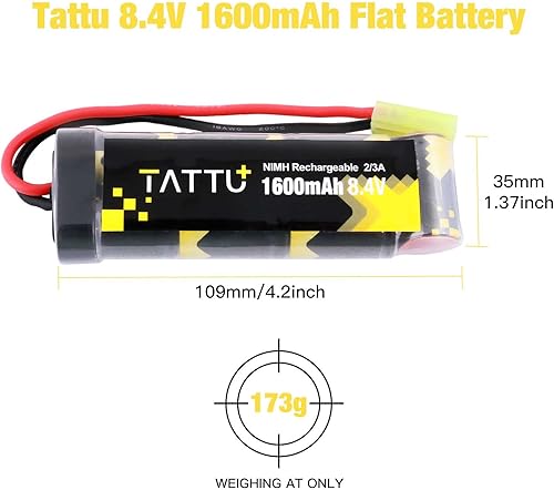 Miniatura 4 de Tattu Batería plana de 8.4V 1600mAh NiMH con mini conector hembra TMY montado con cable 16G
