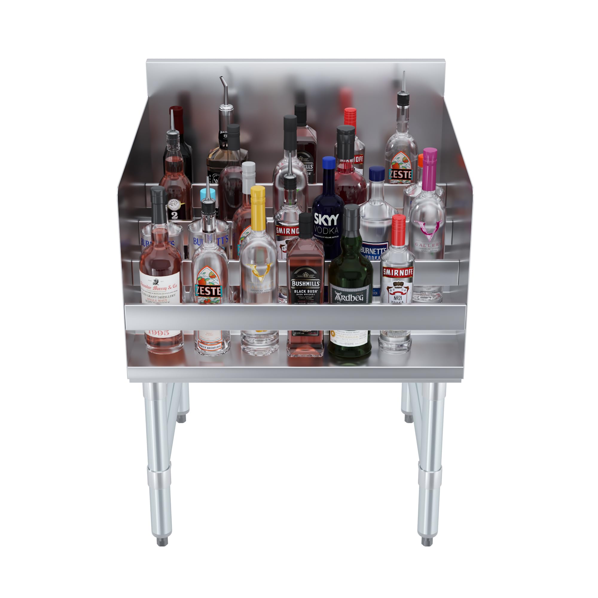 AmGood 22.5 in. x 24 in. x 33 in. Stainless Steel Four-Tier Liquor Display Rack