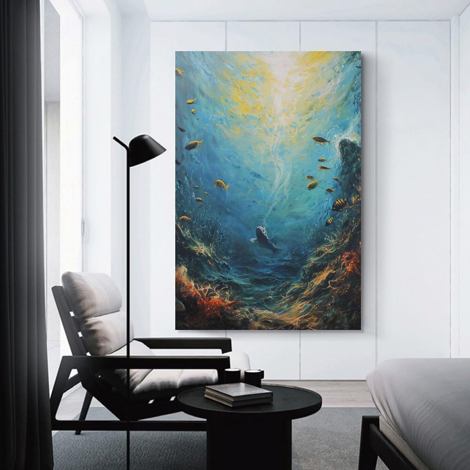 Junmoney Hanging Wall Art Marine Life Mosaic, 20x30inch(50x75cm), for Work Areas, Reading Rooms Or Studios, Wall Art That Adds Style to Work Areas