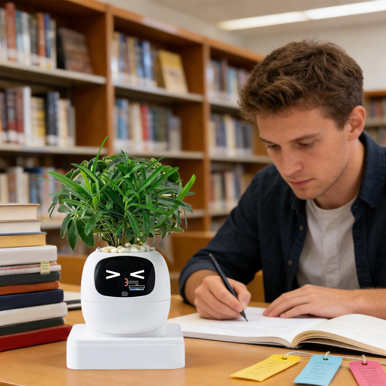 Smart Plant Pot - Fioriera per animali domestici con espressioni multiple, vaso da fiori per cactus da interno con funzione di irrigazione intelligente, ideale per casa, appartamento