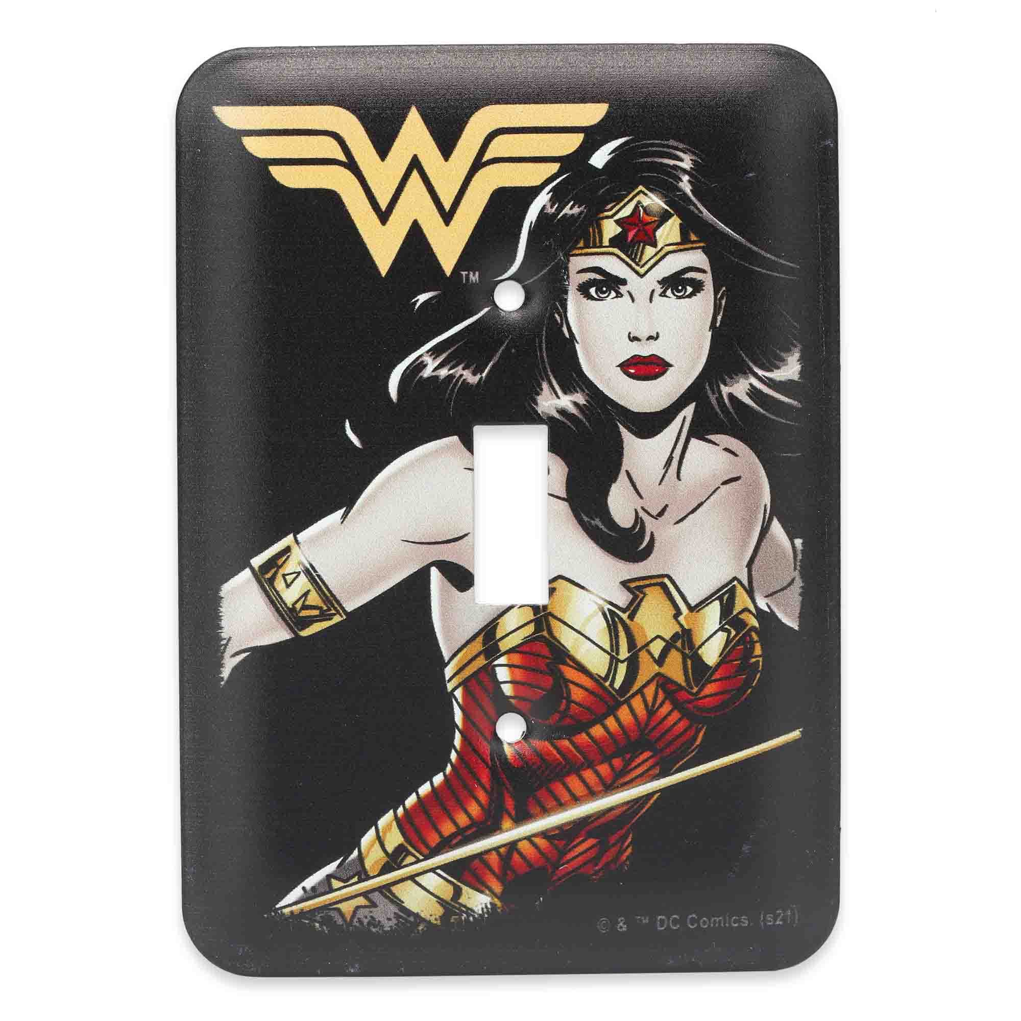 DC Comics Wonder Woman Metal Light Switch Plate - Vintage Wonder Woman Switch Plate Decoration for Bedroom or Man Cave