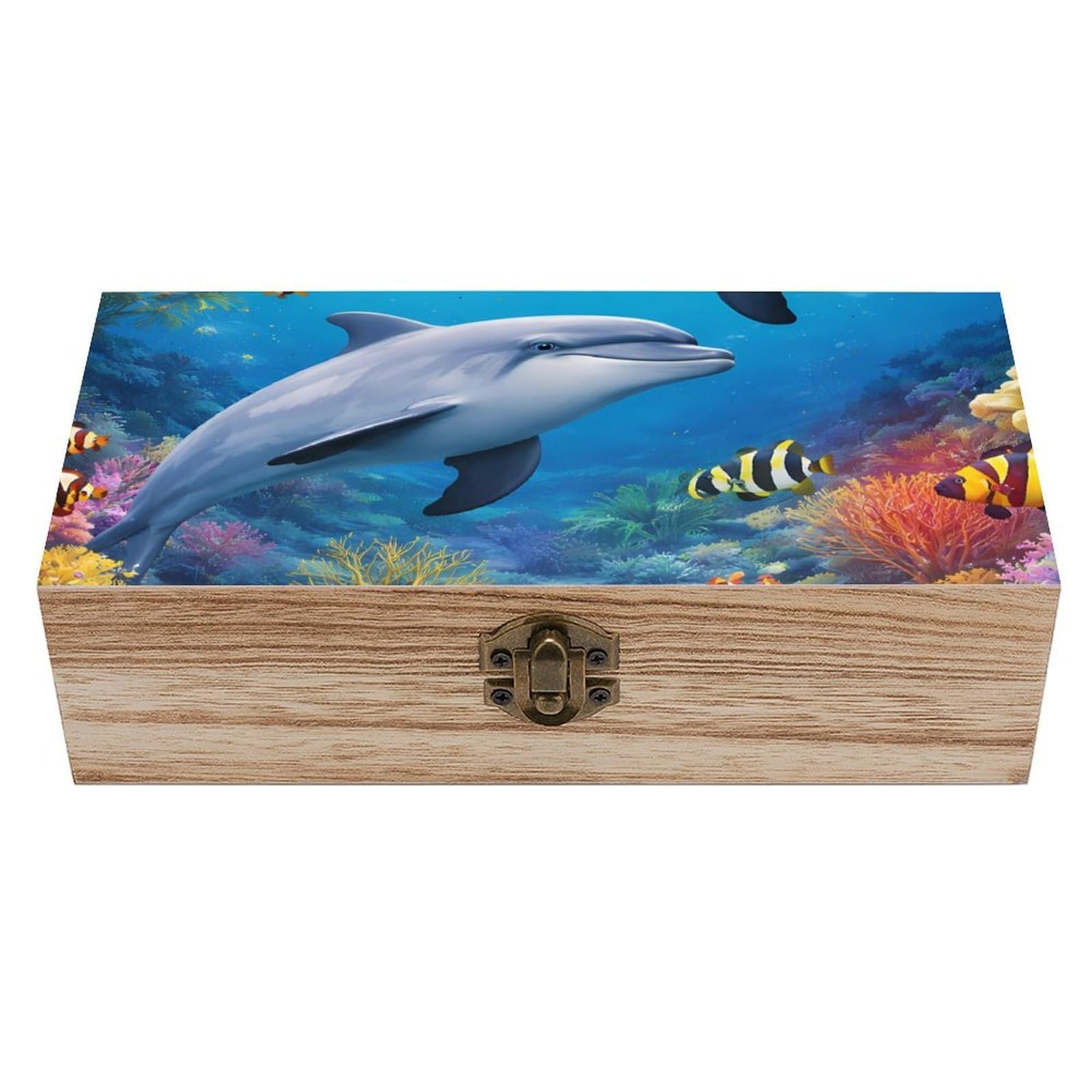 HLBSDM Arctic Animals Orca Whale Narwhal Polar Bear Wooden Storage Box