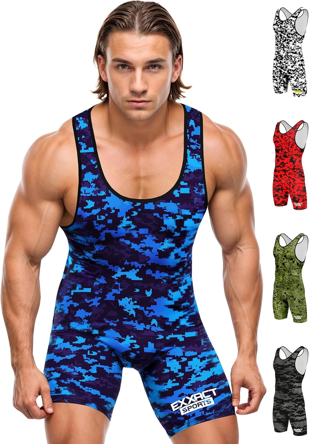 Exxact Sports Sublimated Men's Wrestling Singlet, High-Performance Powerlifting Singlet, Wrestling Singlets for Men