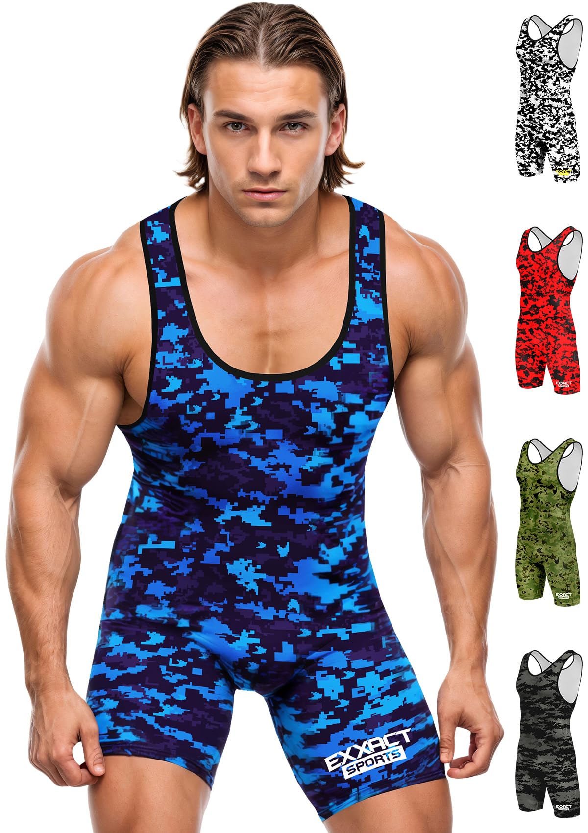 Exxact Sports Digital Camouflage Wrestling Singlet for MMA, Powerlifting Singlet Youth Wrestling Singlet Men for Training