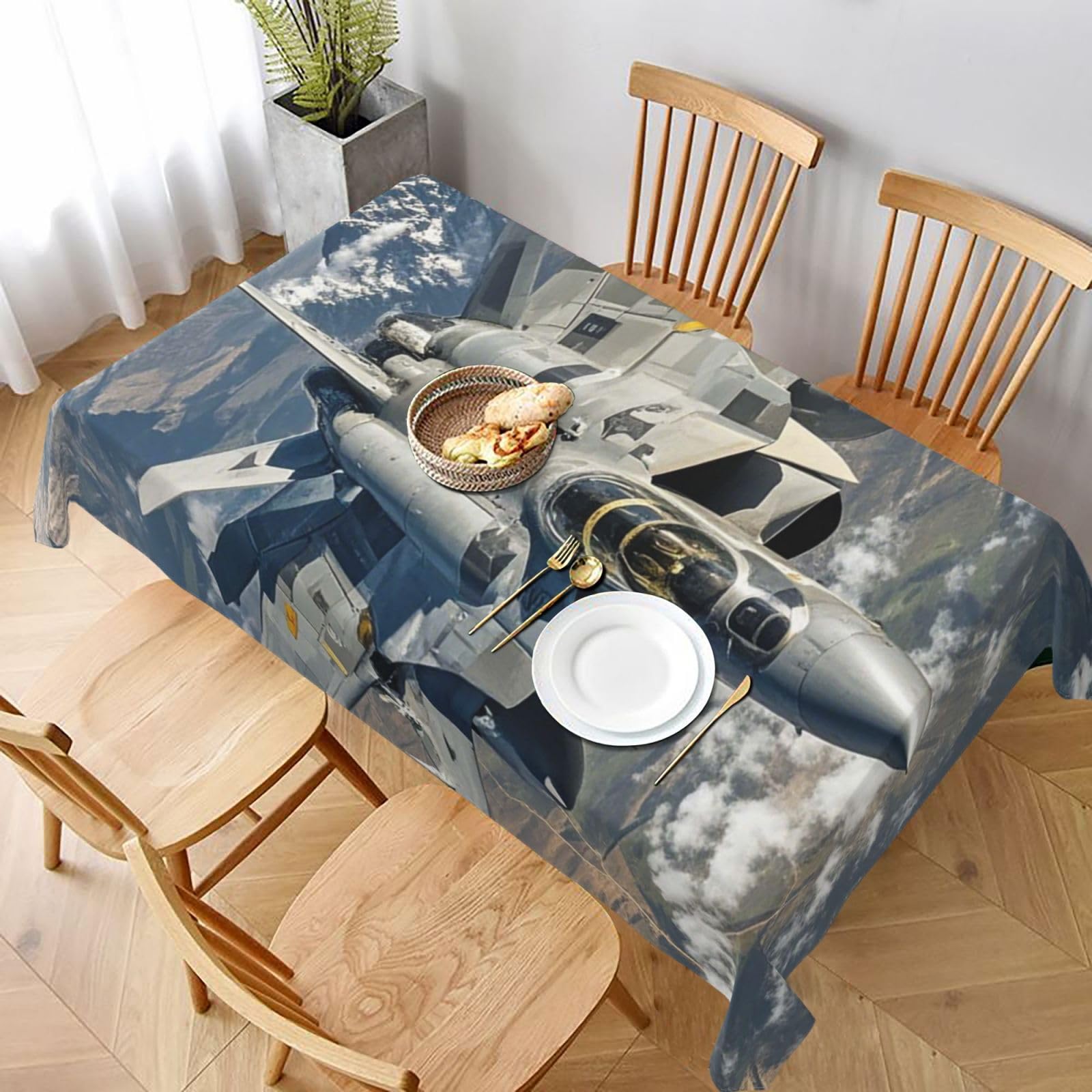 Table Cloths for Rectangle Tables 152x228 cm Waterproof Farmhouse Table Cloth Aircraft Fighter Jets Tablecloths Washable Wrinkle Free Table Cover for Dining Table Weddings Events Party Buffet
