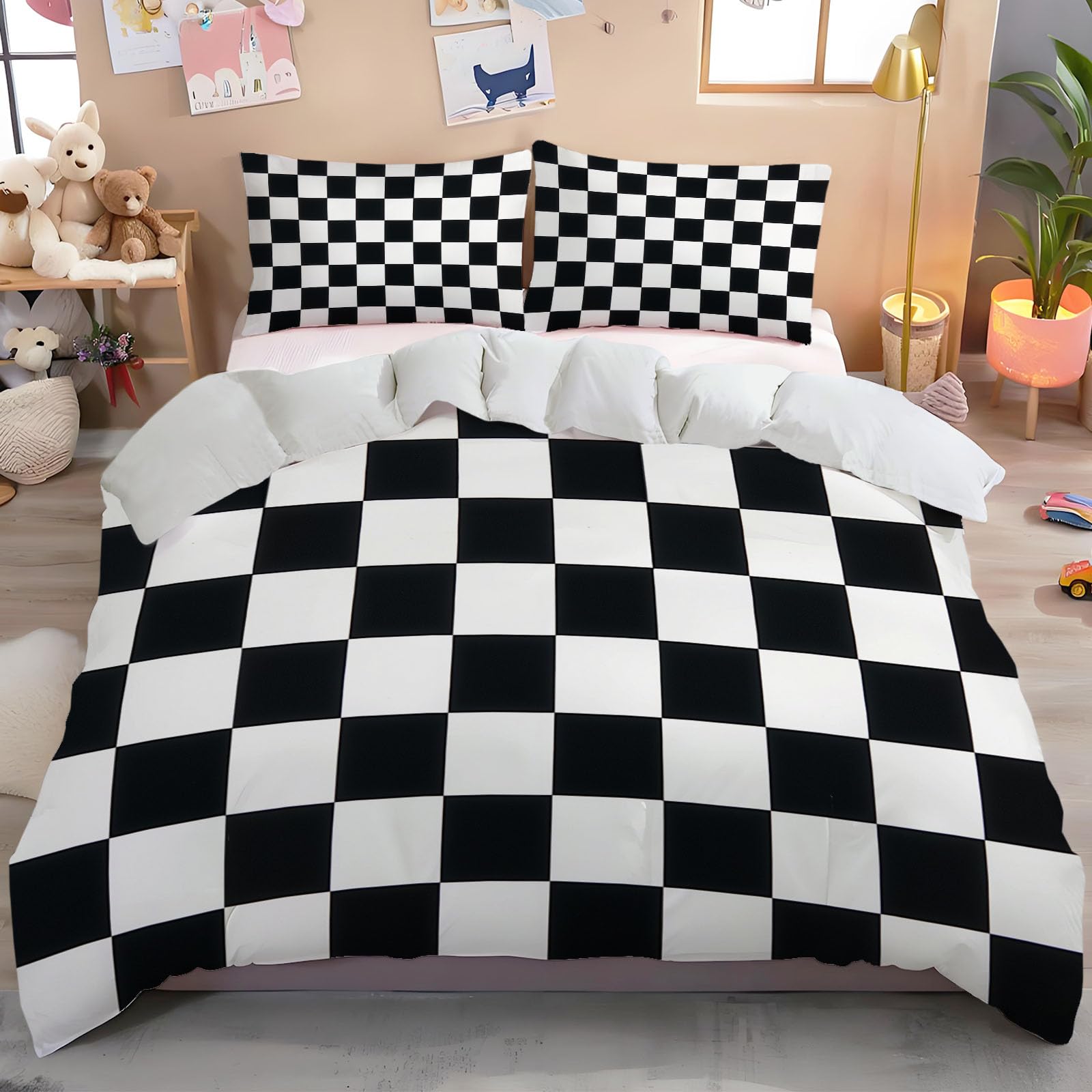 Parure de lit 200x200 adulte style drapeau de course pour une décoration de chambre moderne