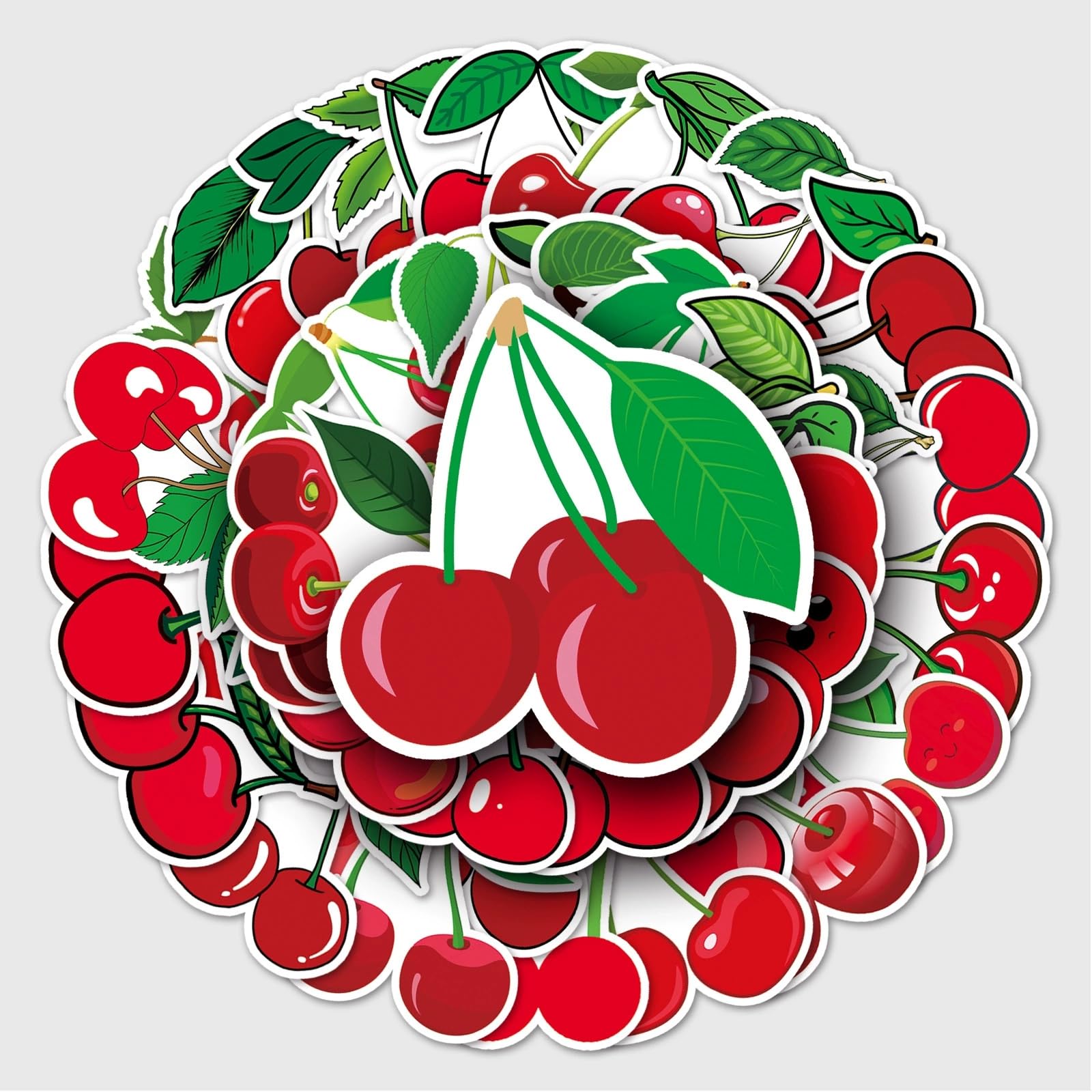 50Pcs Cherry Stickers Laptop Car Scrapbook Phone Skateboard Suitcase Luggage Bike Cherry Bomb Stickers Vinyl Waterproof Aesthetic Personalised Decals for Teens Boys Girls Adults Children