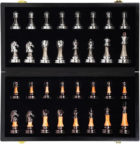 Miniatura 9 de Juego de ajedrez grande de 15 pulgadas para adultos y niños con piezas acrílicas pesadas, 3.5 pulgadas King y tablero de madera plegable portátil de