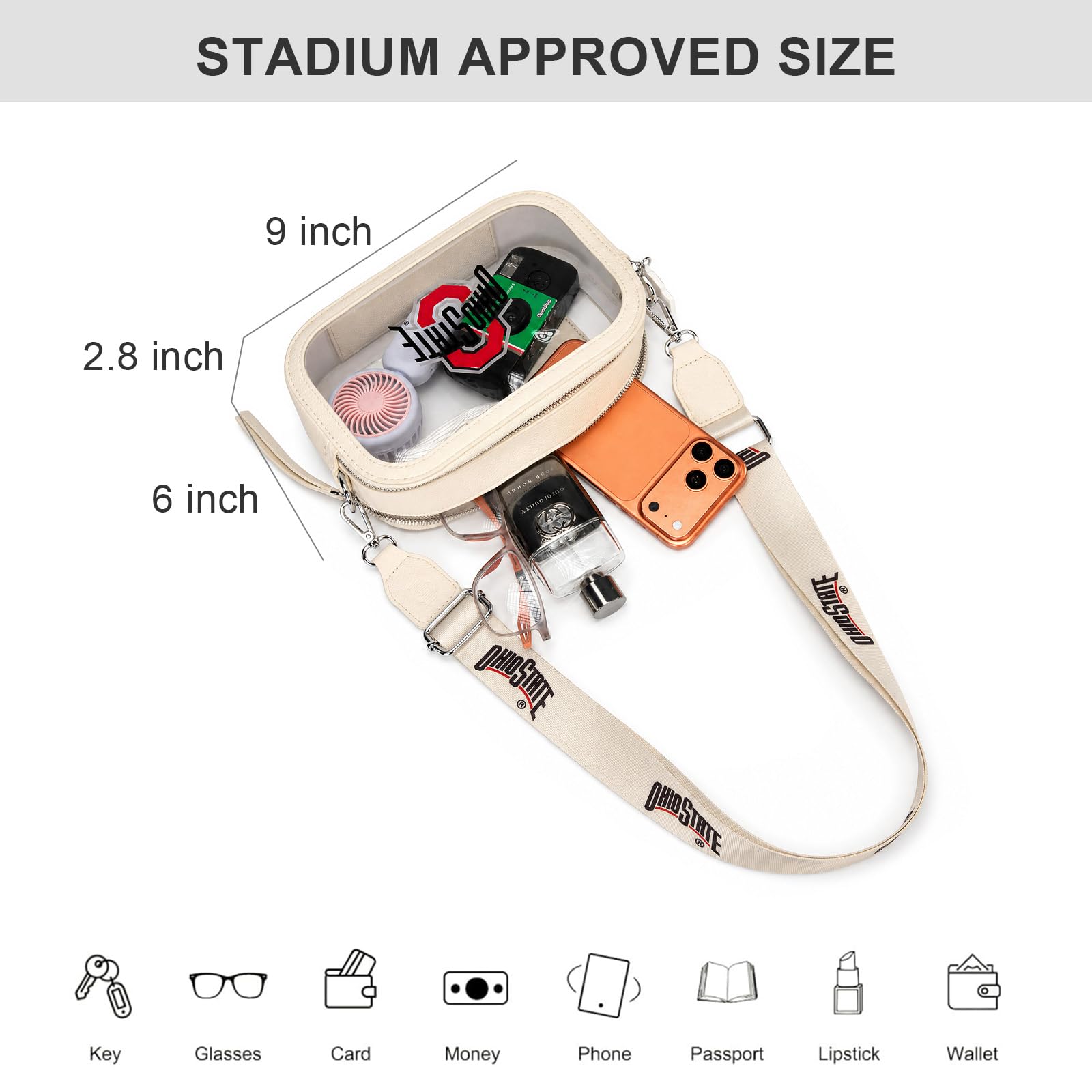 Montana West X NCAA Transparente Tasche für Stadionveranstaltungen für Damen und Herren