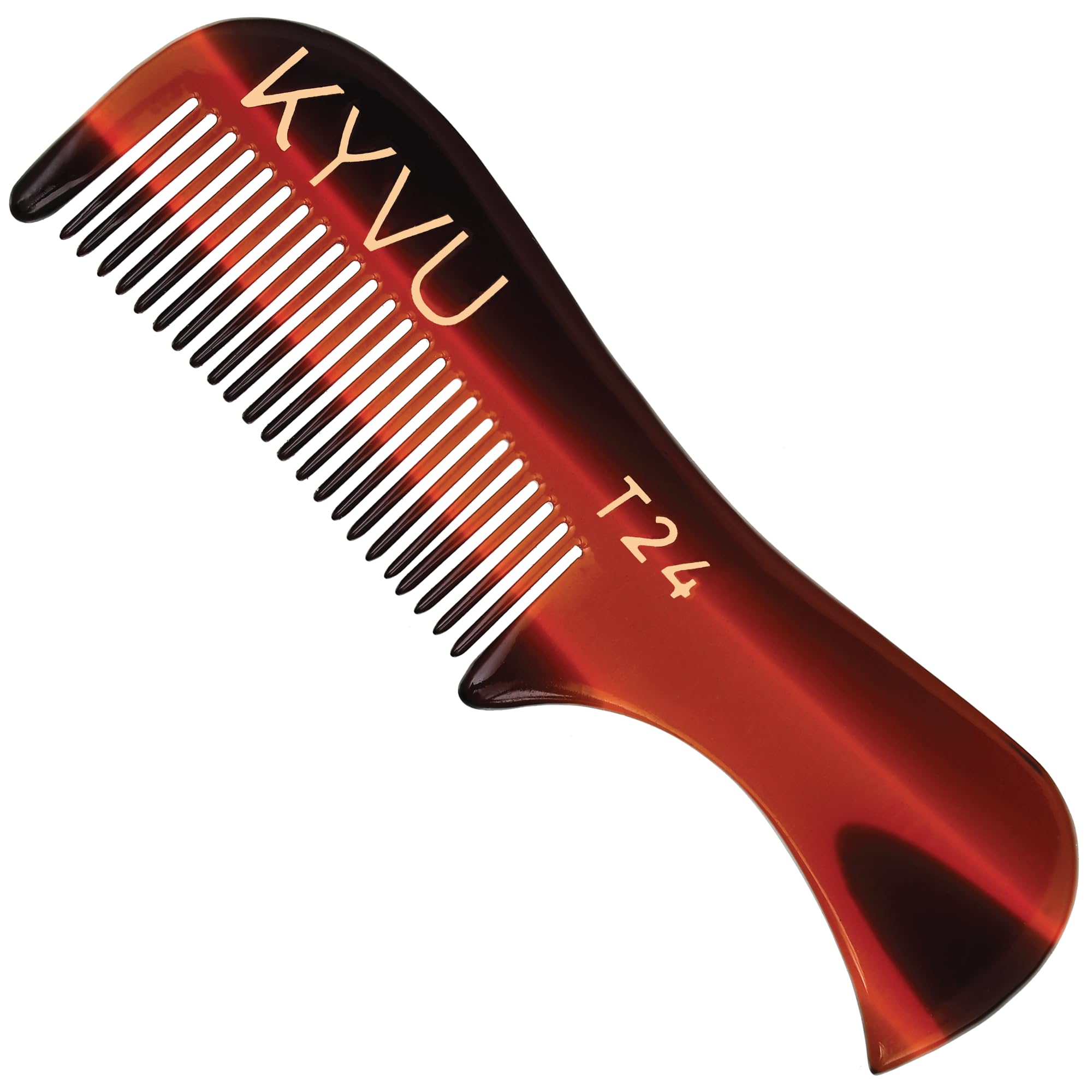 KYVU T24 Moustache & Beard Comb - Handmade Pocket Comb for Men - 7.5 cm - Cellulose Acetate, Tortoiseshell Finish