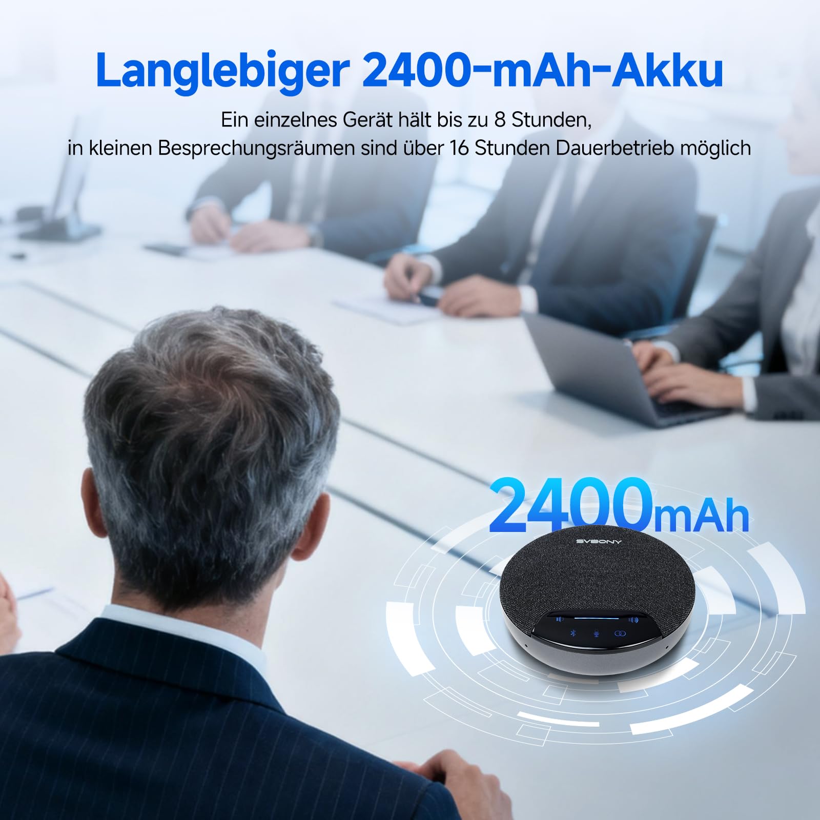 SVBONY SVN O1 Konferenzlautsprecher mit Mikrofon (2 Pack), 3A+KI-Geräuschunterdrückung, Drahtlose Erweiterungstechnologie, 10m Entfernung, 3 Plug-&-Play-Anschlüsse für Mega-Konferenz(10-20 Personen)