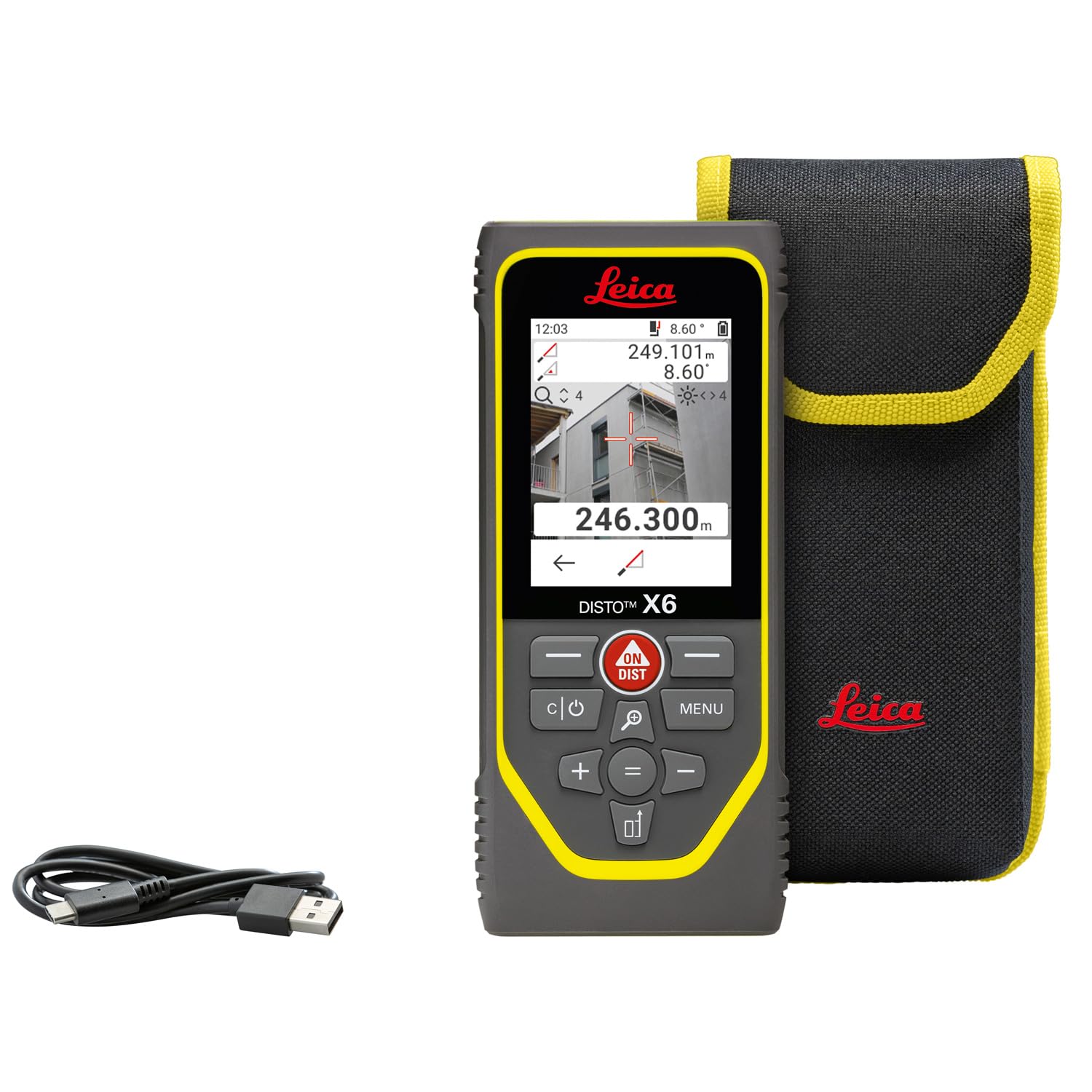 Leica DISTO X6 – metro laser robusto (classe di protezione IP65) con Bluetooth uso con app e fotocamera del mirino per misurazioni della distanza nelle condizioni più difficili (uso esterno e interno)