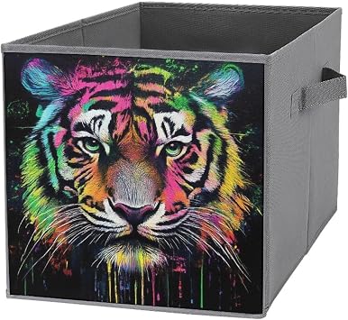 Closet Organizers and Storage Bins Foldable Colorful Tiger Storage Container for Blanket, Clothing, Comforter