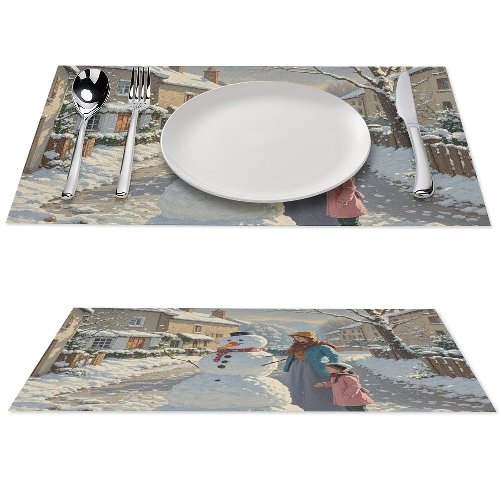 Sets de table bonhomme de neige antidérapants et résistants à la chaleur x4