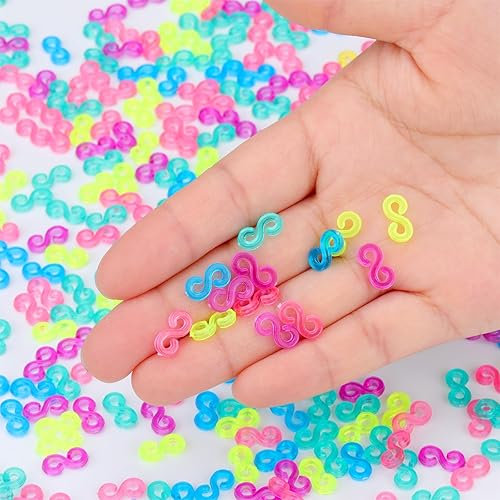 Miniatura 4 de Juego de 500 clips en S para bandas de goma, kit de recambios de conectores de plástico arcoíris, clip de telar para pulseras de goma (colorido)