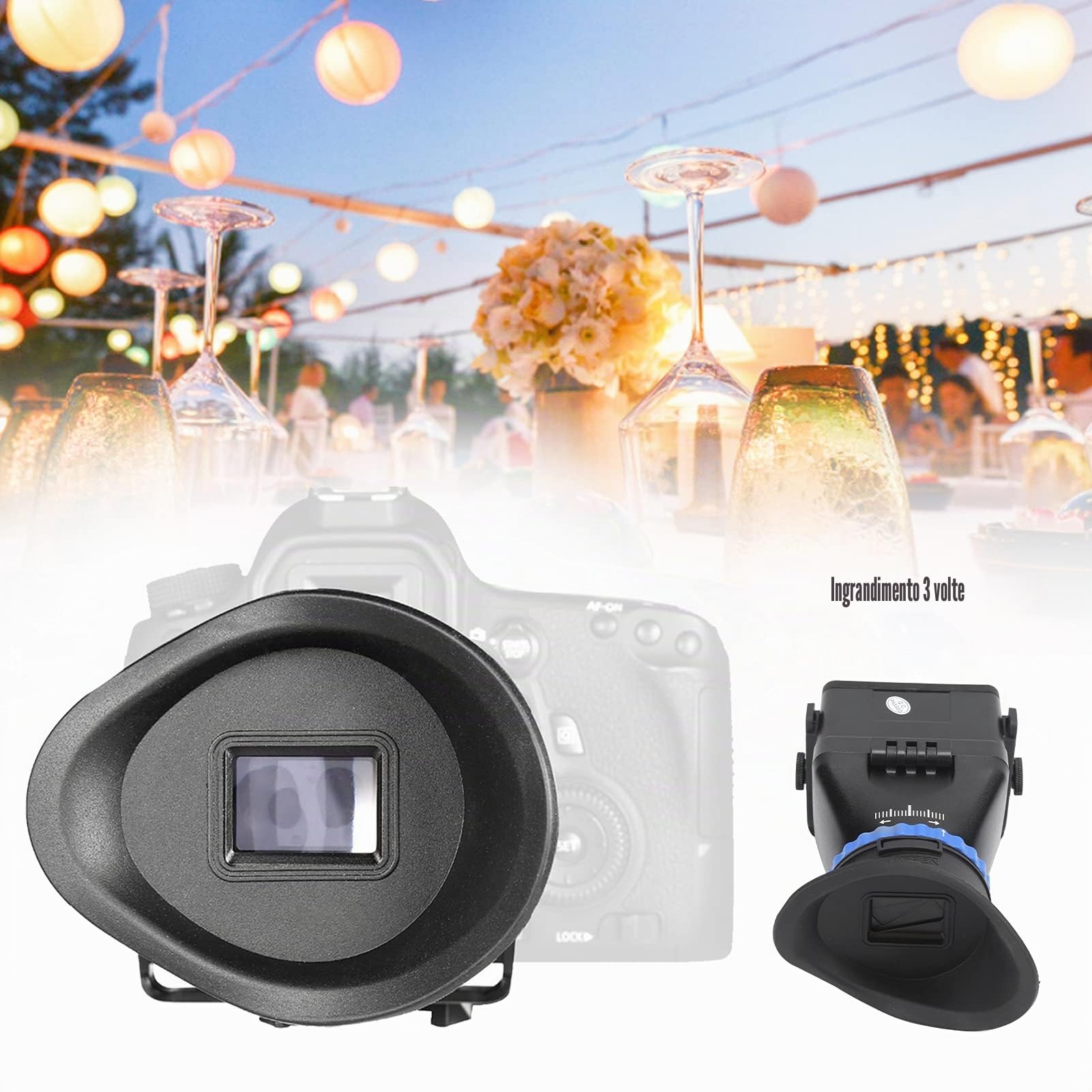 Mirino della fotocamera, Lente d'ingrandimento per mirino LCD con ingrandimento 3X professionale per schermo LCD da 3 pollici/3,2 pollici, mirino DSLR regolabile per videocamera, fotocamera DSLR/SLR