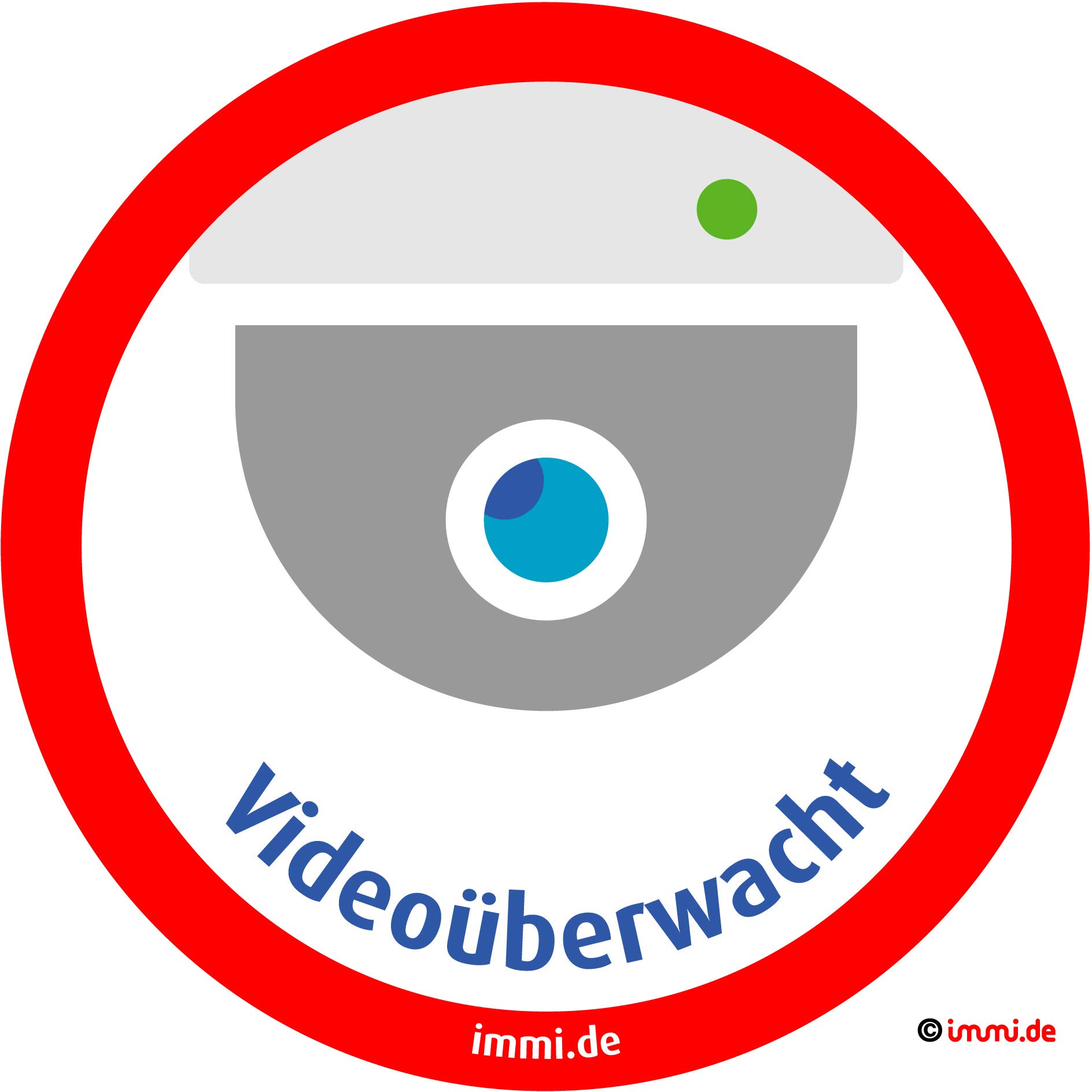 immi 4x Videoüberwachung Aufkleber, Videoüberwachter Raum, 95mmØ