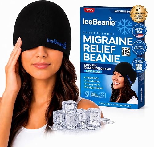 IceBeanie Migraine Relief Cap, Soft & Stretchy Gel Ice Hat,