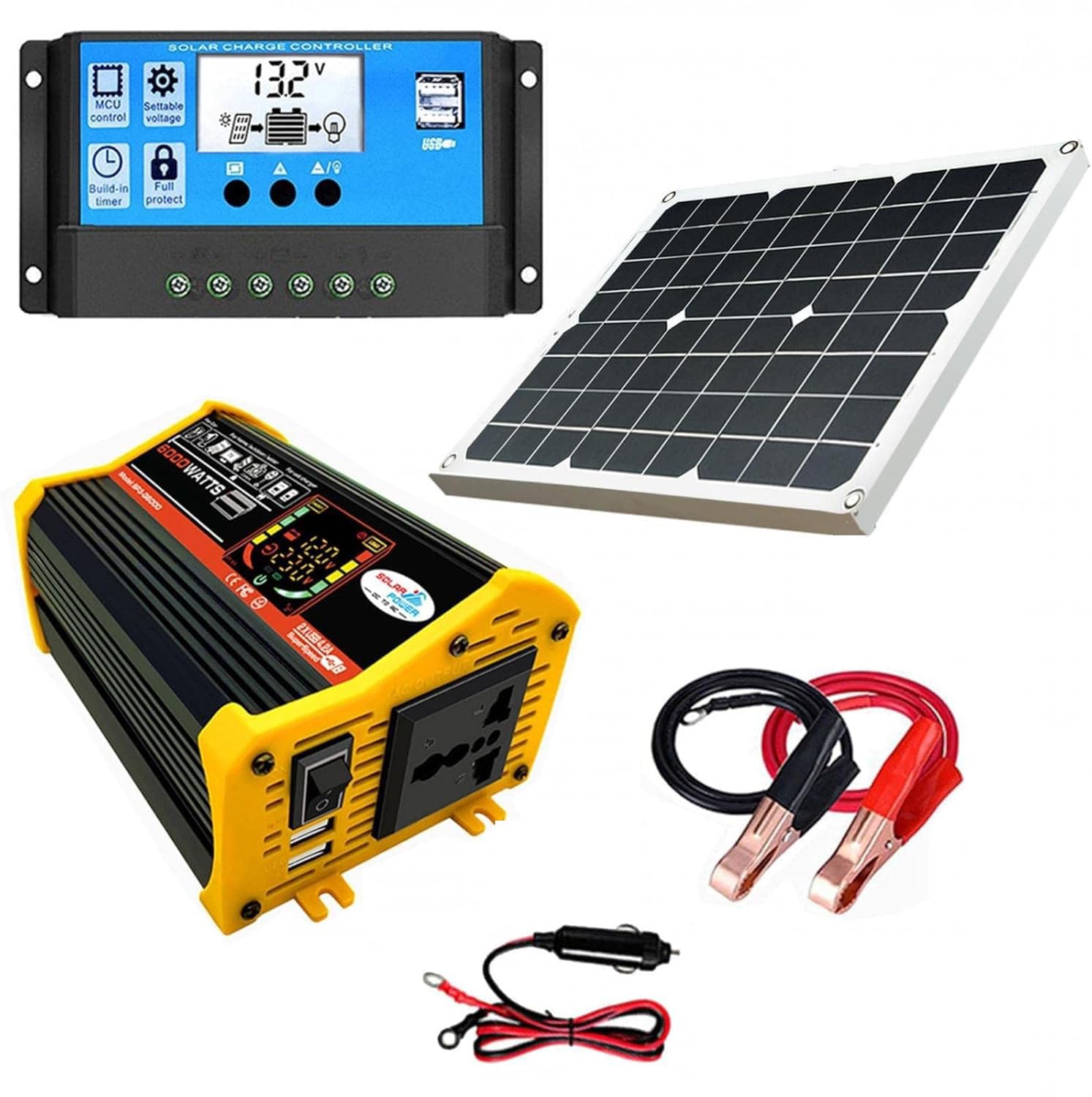 Kit completo di pannelli solari da 4000 W (con inverter) - Sistema di energia solare per case, capannoni, fattorie, camper e barche (batterie non incluse)