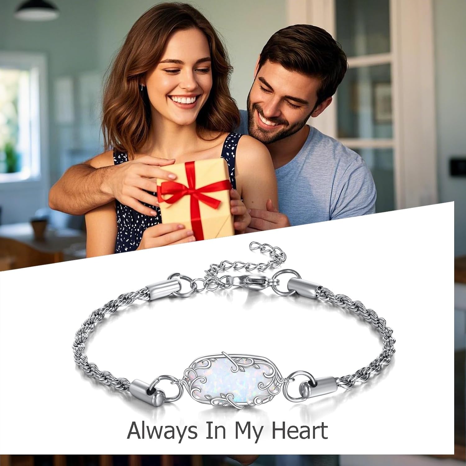 Opal Bracelet 925 Sterling Silver Filigree Opal Bracelet Jewelry for Women Mom - Image 6