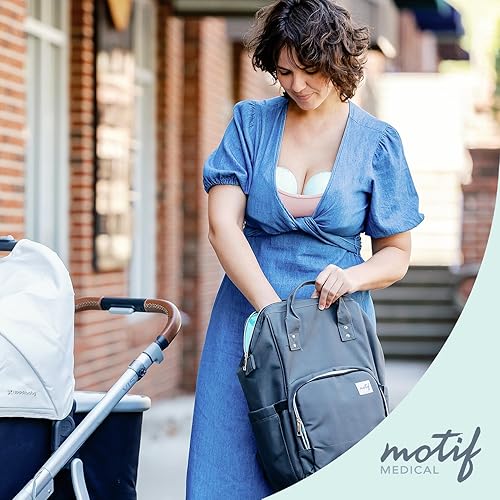 Miniatura 6 de Motif Medical Mochila para extractor de leche – Elegante bolsa aislada con enfriador, 9 bolsillos, asas de transporte – Organizador resistente al