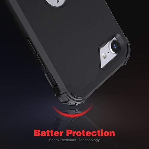 Miniatura 7 de IDweel Funda para iPhone SE 2020 con protector de pantalla de vidrio templado, funda para iPhone SE 3, 3 en 1, absorción de golpes, delgada,