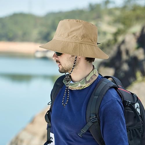 Miniatura 6 de Sombrero de sol al aire libre para hombres, sombreros de verano para hombre, protección solar plegable de ala ancha, sombrero de playa UPF 50+