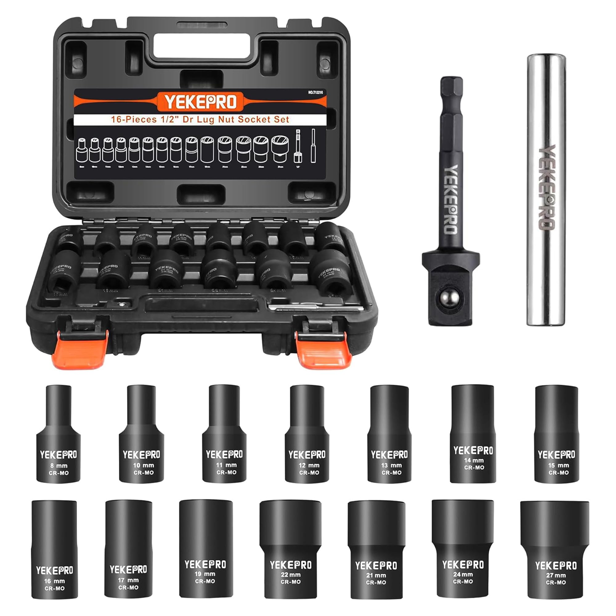 YEKEPRO 16PCS Bolt Extractor Set, 1/2