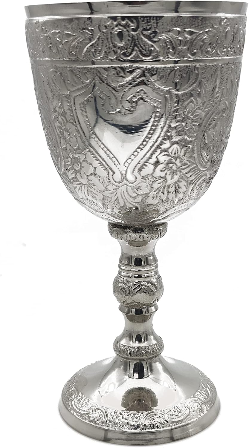 Vintage Chalice Goblet Communion Cup, Silver Plated Brass