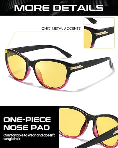 Vista 3 de SODQW Gafas de conducción nocturna para mujeres y hombres, polarizadas, antirreflejos, lentes de visión nocturna para conducción nocturna, lentes