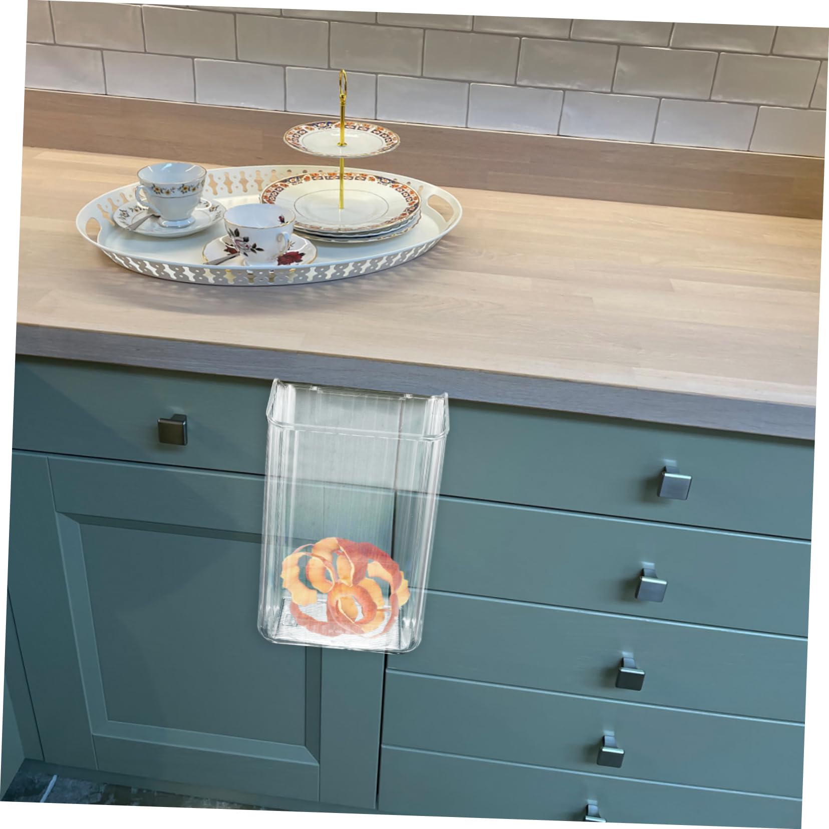 OFFSCH Strong Plastic Trash Can Hanging Kitchen Waste Basket Easy to Install Under Cabinet