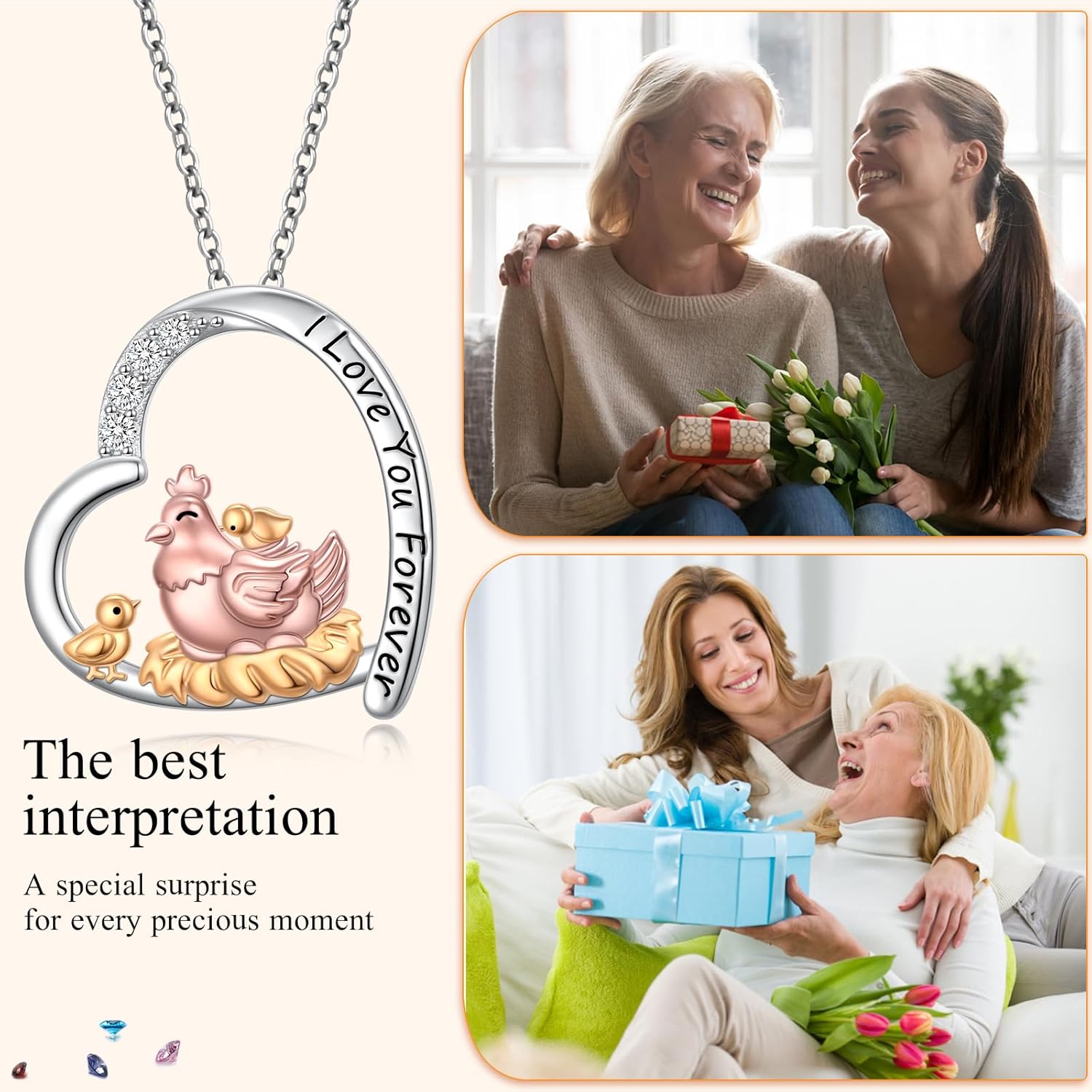 S925 Sterling Silver Chicken Necklace Mother Hen Necklace Cute Animal Pendant Jewelry Gift For Women - Image 7