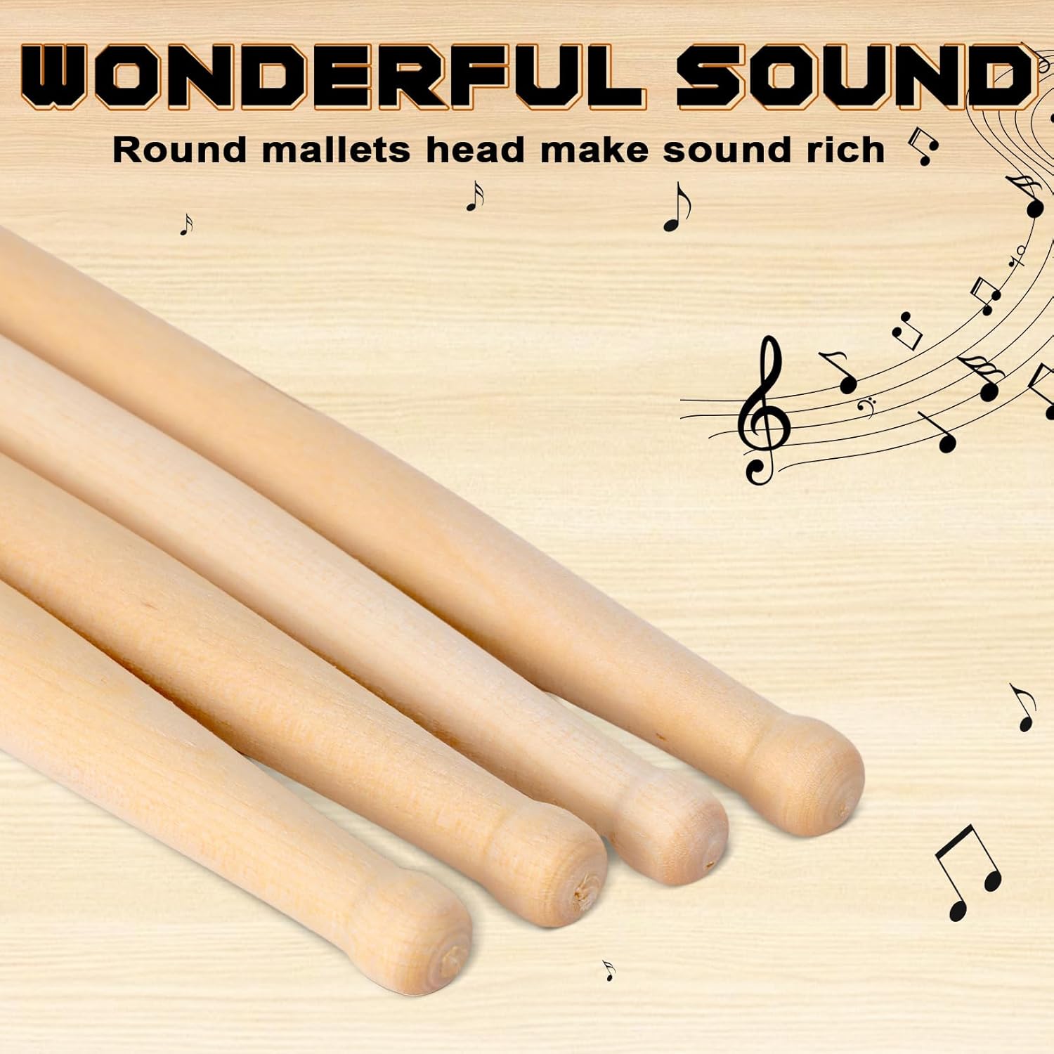 24 Pairs 7a Drum Sticks Triangular Wood Tip Long Maple Drumsticks Classic Drumsticks Musical Instrument Percussion Accessories for Adults