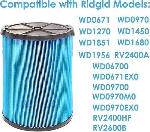 Miniatura 8 de MZY LLC Paquete de 1 filtro VF5000 de 3 capas plisado de polvo fino para aspiradoras Ridgid en seco y húmedo de 5 a 20 galones WD1450 WD0970 WD1270