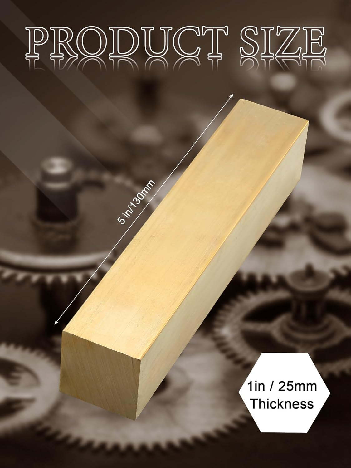 Pelopy 2 Pcs Metal Brass Square Bar Solid Brass Flat Bar Stock for Knife Making, DIY Crafts(1 x 1 x 5 Inches)